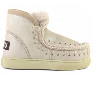 Mou Girls Sheepskin Wool Eskimo Sneaker Rose Beige